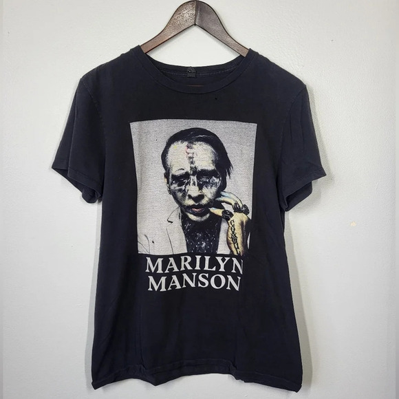 Marilyn Manson Rare Distressed Destroyed Grunge Tour Tee Shirt Gothic - Picture 1 of 13